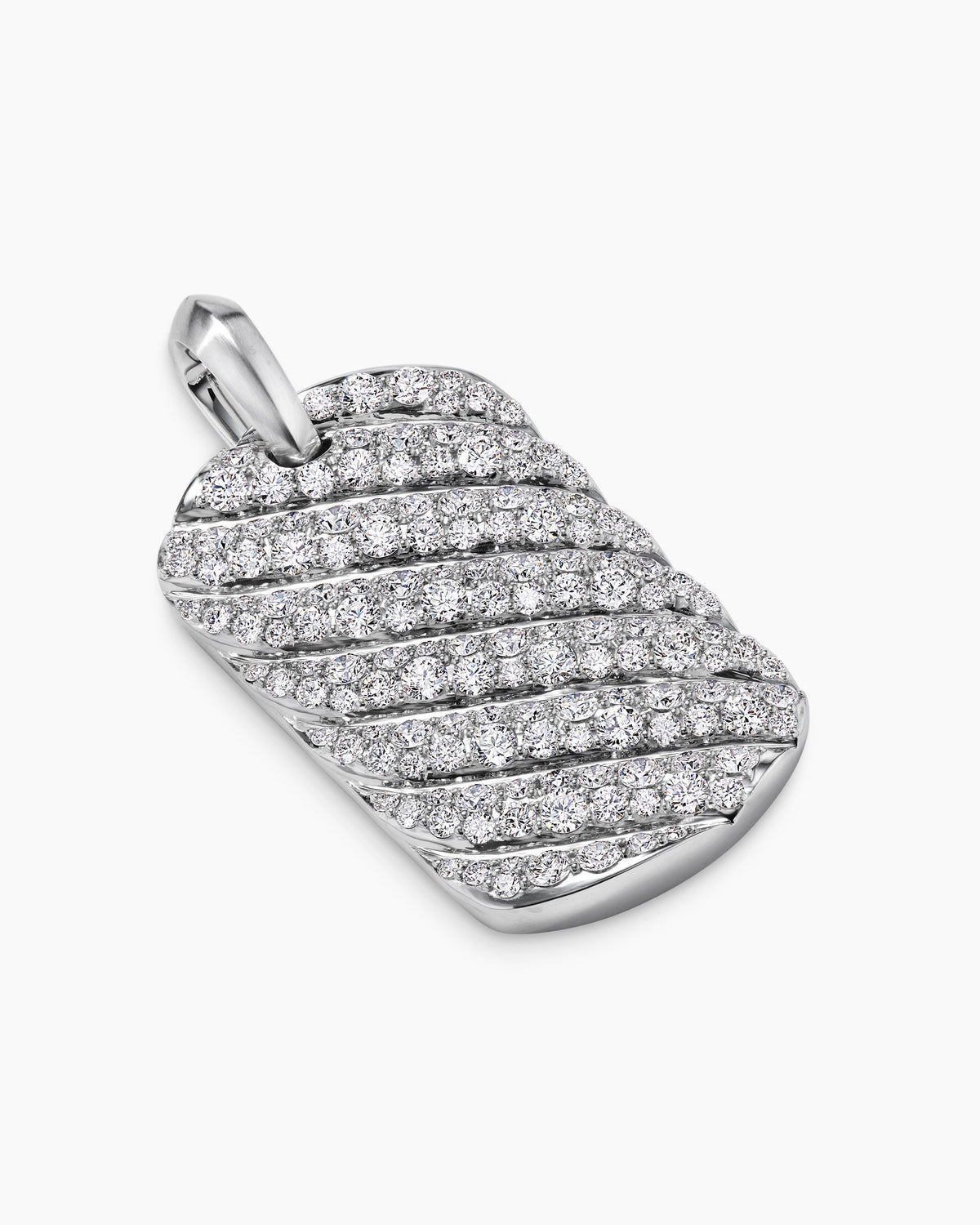 David Yurman Mens Sculpted Cable Tag in 18K White Gold with Diamonds, 35mm David Yurman Men’s