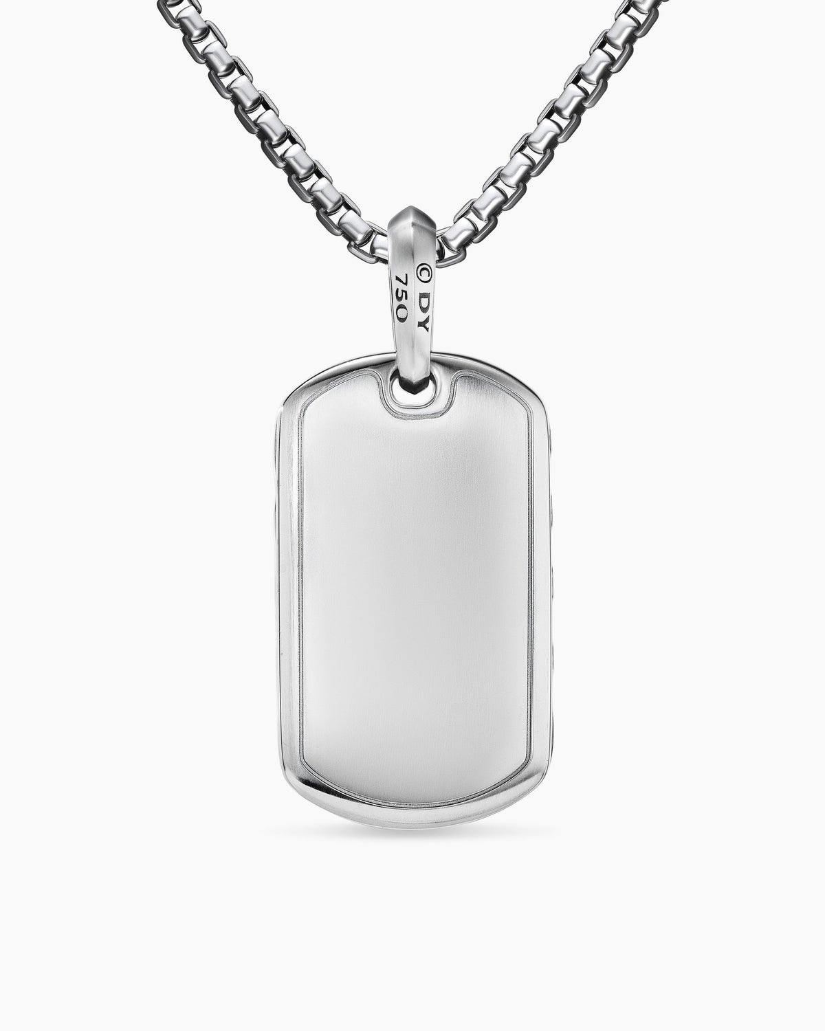 David Yurman Mens Sculpted Cable Tag in 18K White Gold with Diamonds, 35mm David Yurman Men’s