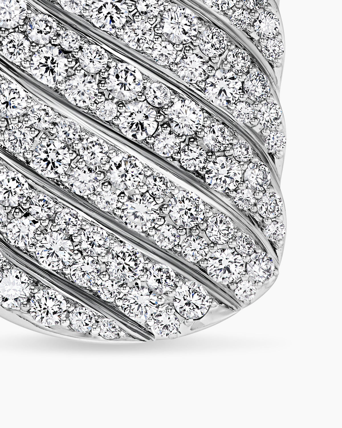 David Yurman Mens Sculpted Cable Tag in 18K White Gold with Diamonds, 35mm David Yurman Men’s