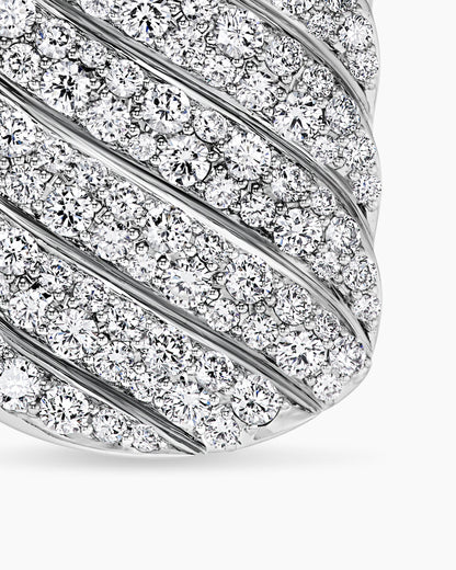 David Yurman Mens Sculpted Cable Tag in 18K White Gold with Diamonds, 35mm David Yurman Men’s