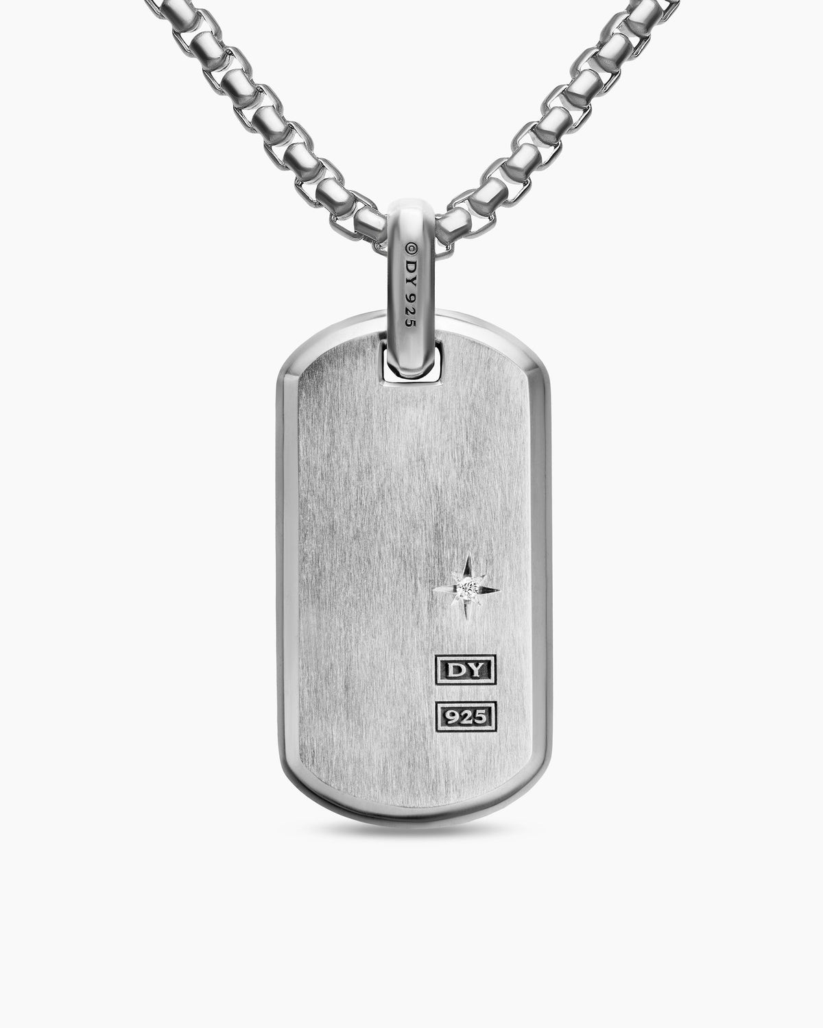 David Yurman Mens Chevron Fluorescent Tag in Sterling Silver with Diamonds, 35mm David Yurman Men’s