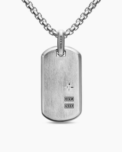 David Yurman Mens Chevron Fluorescent Tag in Sterling Silver with Diamonds, 35mm David Yurman Men’s