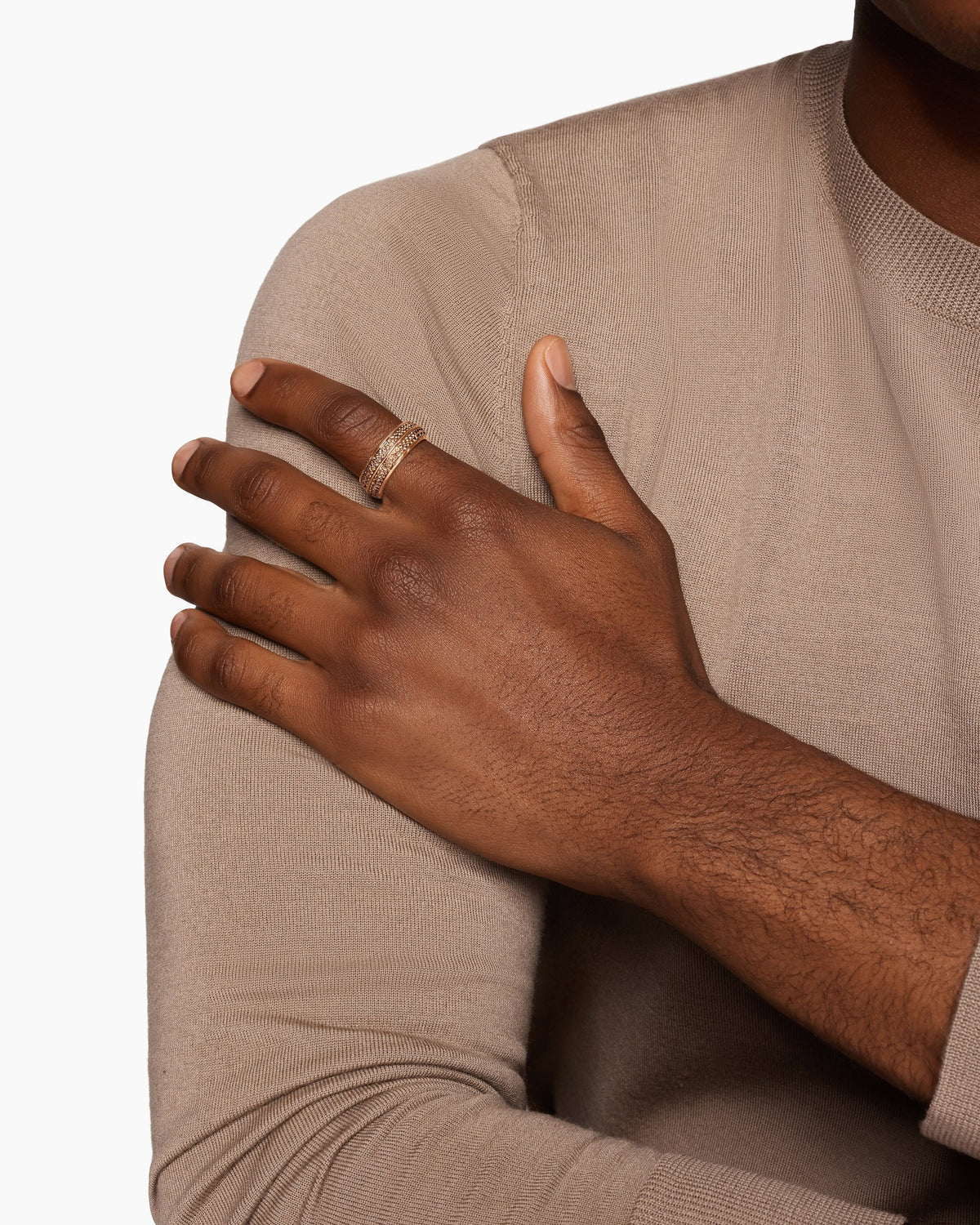 David Yurman Mens Knife Edge Band Ring in 18K Rose Gold, 8mm David Yurman Men’s|Wedding