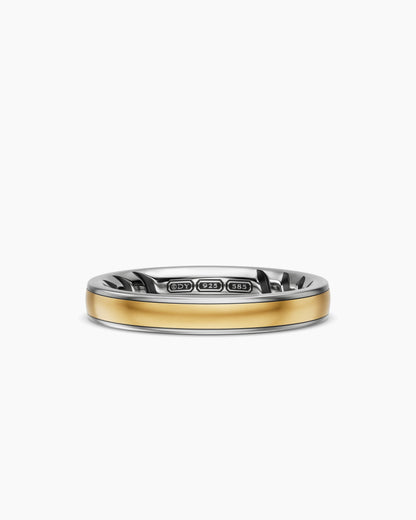 David Yurman Mens Streamline® Band Ring in Sterling Silver with 14K Yellow Gold, 4mm David Yurman Men’s