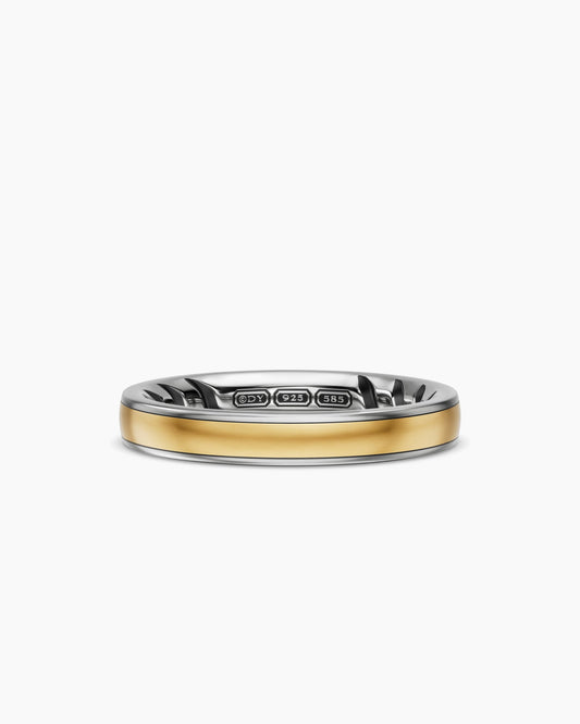David Yurman Mens Streamline® Band Ring in Sterling Silver with 14K Yellow Gold, 4mm David Yurman Men’s