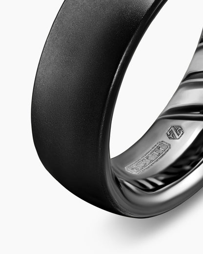 David Yurman Mens Streamline Band Ring in Black Titanium, 7.6mm David Yurman Men’s|Wedding