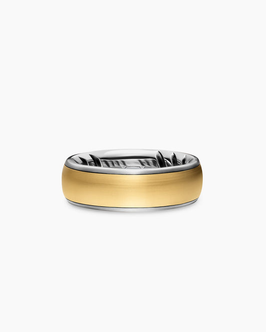 David Yurman Mens Streamline Band Ring in Sterling Silver with 18K Yellow Gold, 7.6mm David Yurman Men’s