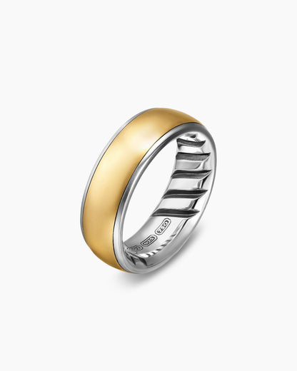 David Yurman Mens Streamline Band Ring in Sterling Silver with 18K Yellow Gold, 7.6mm David Yurman Men’s