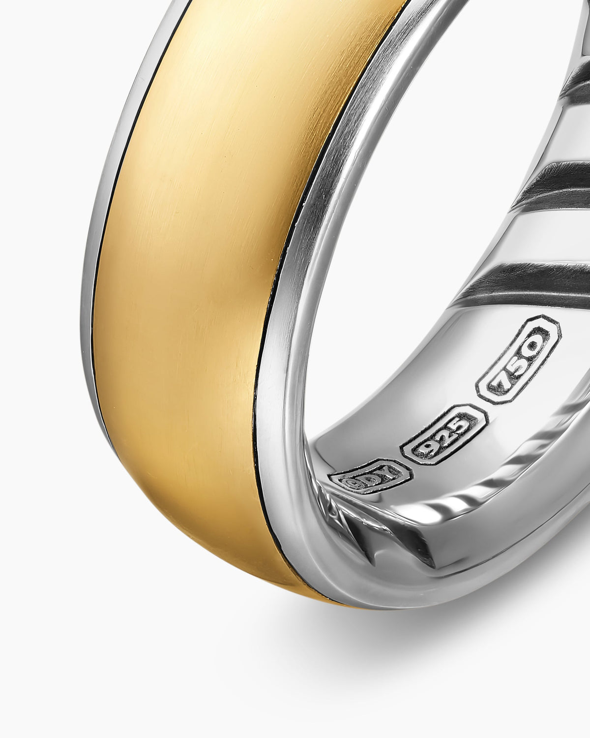 David Yurman Mens Streamline Band Ring in Sterling Silver with 18K Yellow Gold, 7.6mm David Yurman Men’s