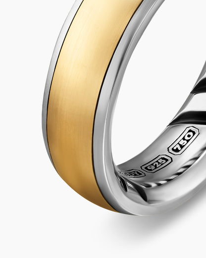 David Yurman Mens Streamline Band Ring in Sterling Silver with 18K Yellow Gold, 6.2mm David Yurman Men’s