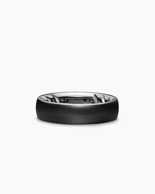 David Yurman Mens Streamline Band Ring in Black Titanium, 6.2mm David Yurman Men’s|Wedding