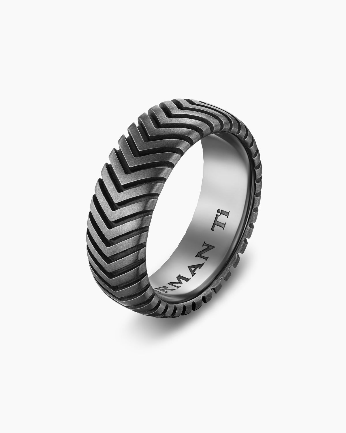 David Yurman Mens Chevron Band Ring in Anthracite Titanium, 8mm David Yurman Men’s