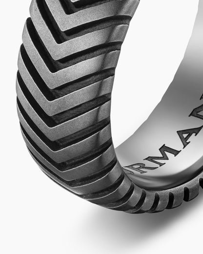 David Yurman Mens Chevron Band Ring in Anthracite Titanium, 8mm David Yurman Men’s