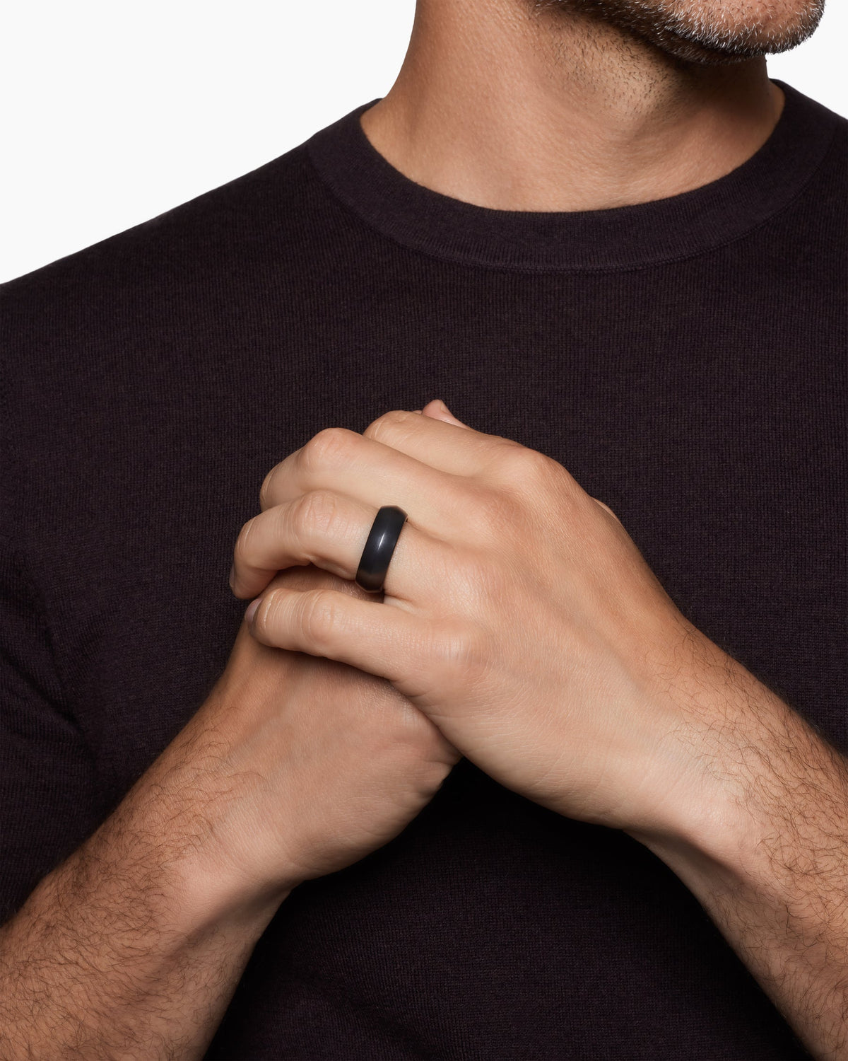 David Yurman Mens Knife Edge Band Ring in Black Titanium, 8mm David Yurman Men’s|Wedding