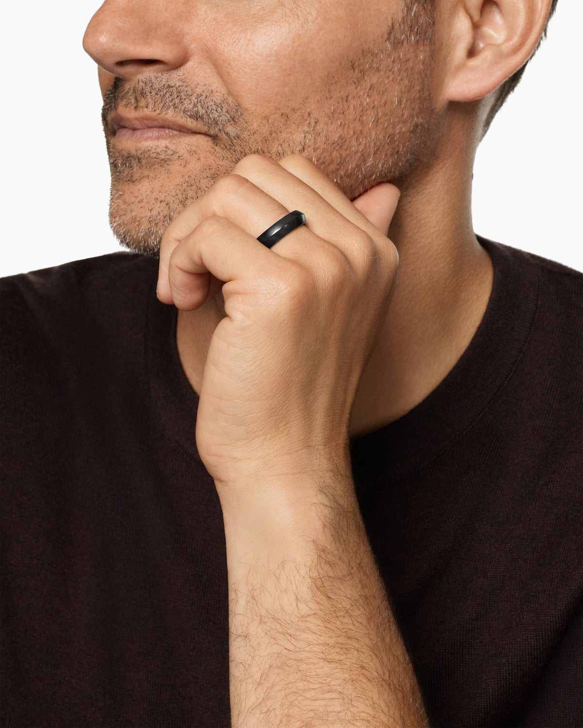 David Yurman Mens Knife Edge Band Ring in Black Titanium, 6mm David Yurman Men’s|Wedding