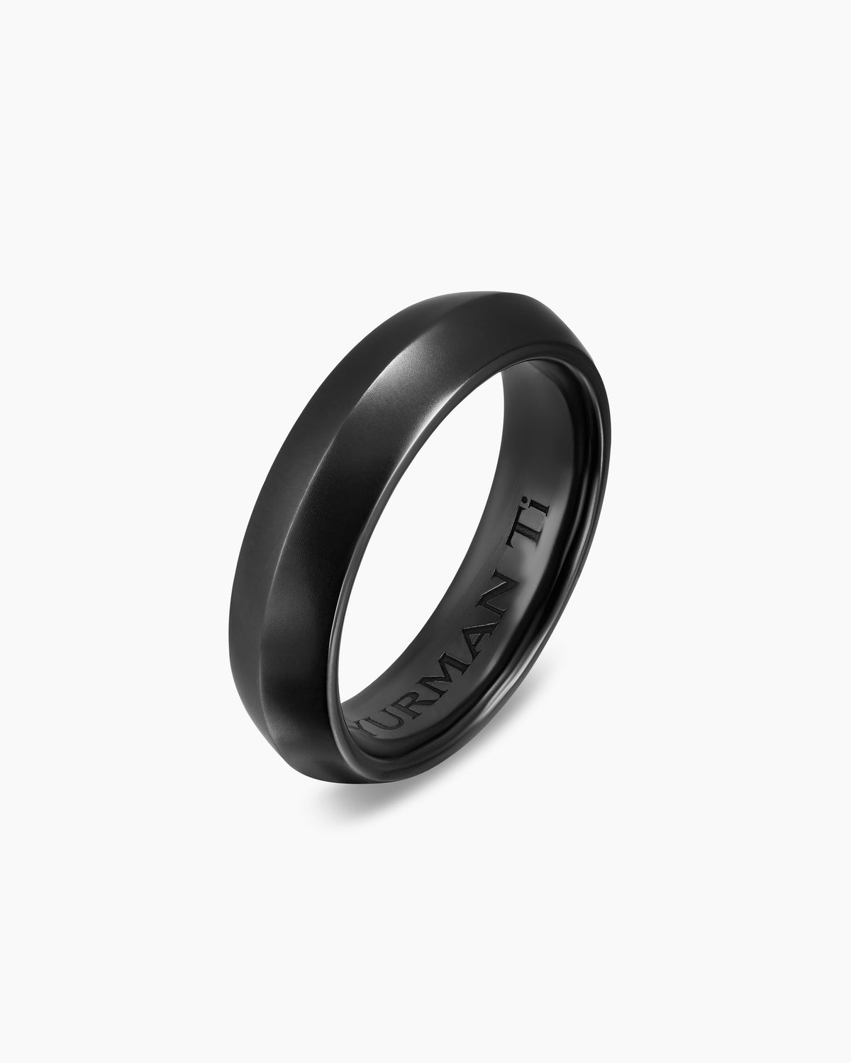 David Yurman Mens Knife Edge Band Ring in Black Titanium, 6mm David Yurman Men’s|Wedding