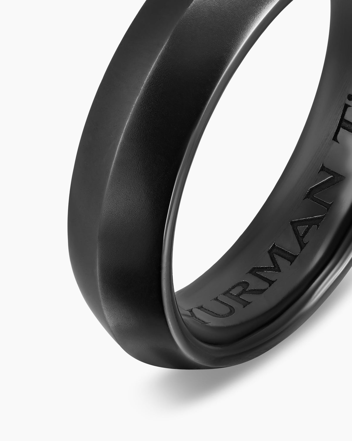 David Yurman Mens Knife Edge Band Ring in Black Titanium, 6mm David Yurman Men’s|Wedding