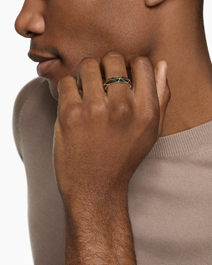 David Yurman Mens Faceted Band Ring in 18K Yellow Gold, 6mm David Yurman Men’s