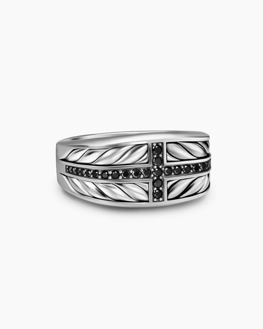 David Yurman Mens Chevron Three Sided Signet Ring in Sterling Silver, 12.5mm David Yurman Men’s