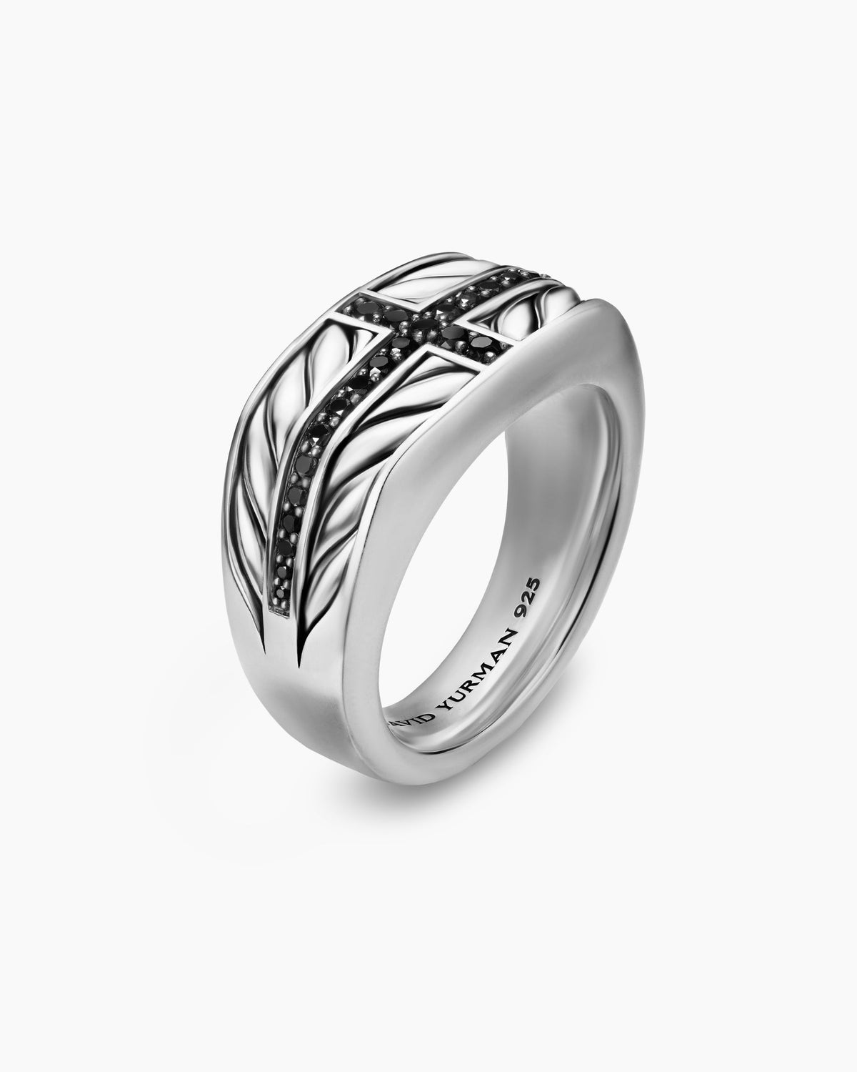David Yurman Mens Chevron Three Sided Signet Ring in Sterling Silver, 12.5mm David Yurman Men’s