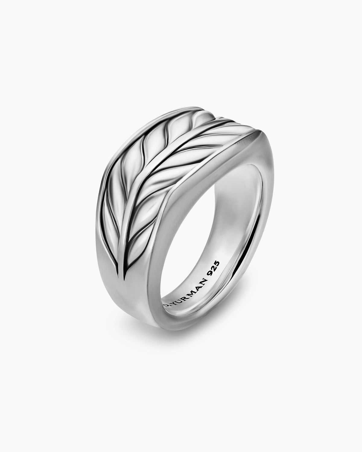 David Yurman Mens Chevron Three Sided Signet Ring in Sterling Silver, 12.5mm David Yurman Men’s