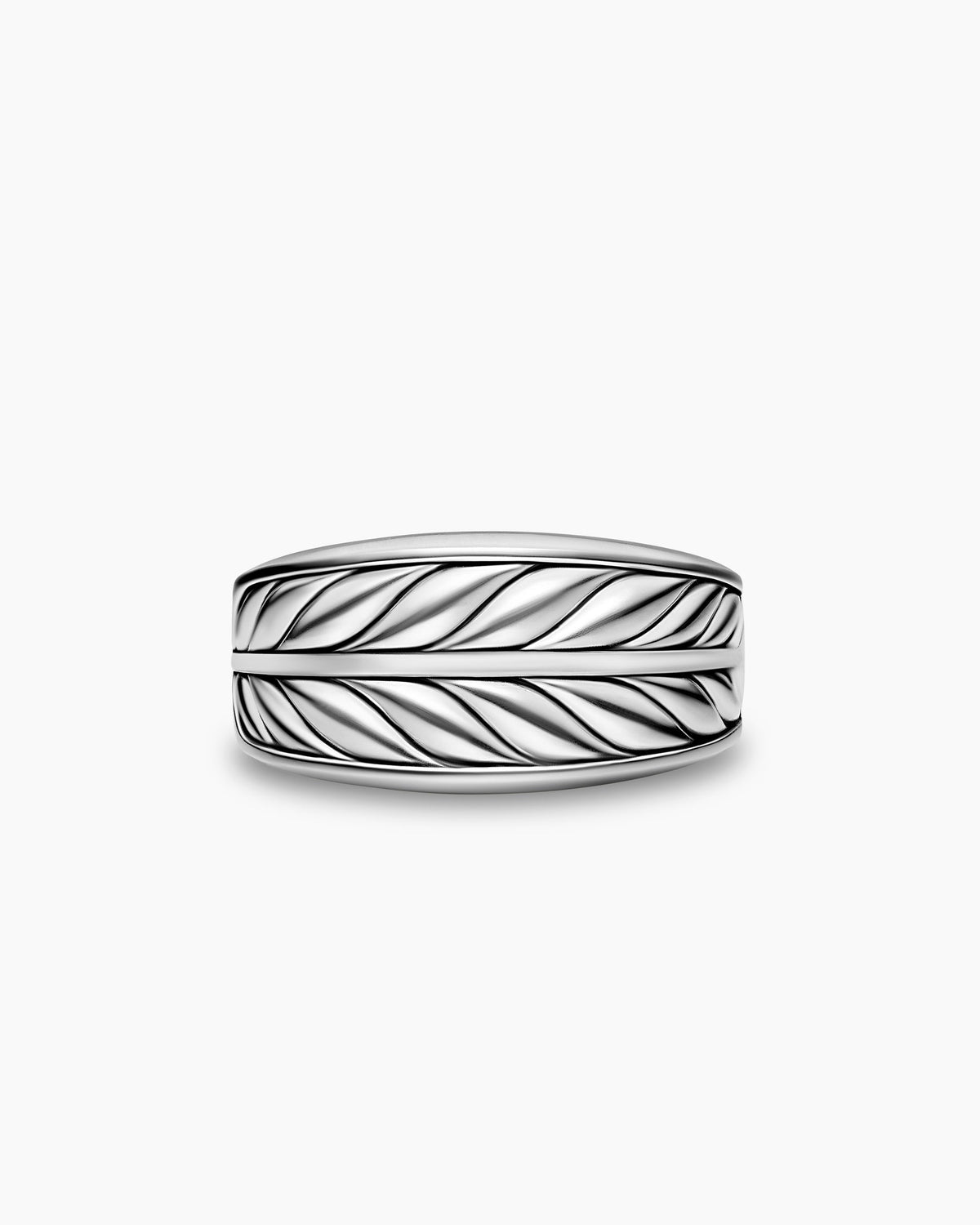 David Yurman Mens Chevron Three Sided Signet Ring in Sterling Silver, 12.5mm David Yurman Men’s