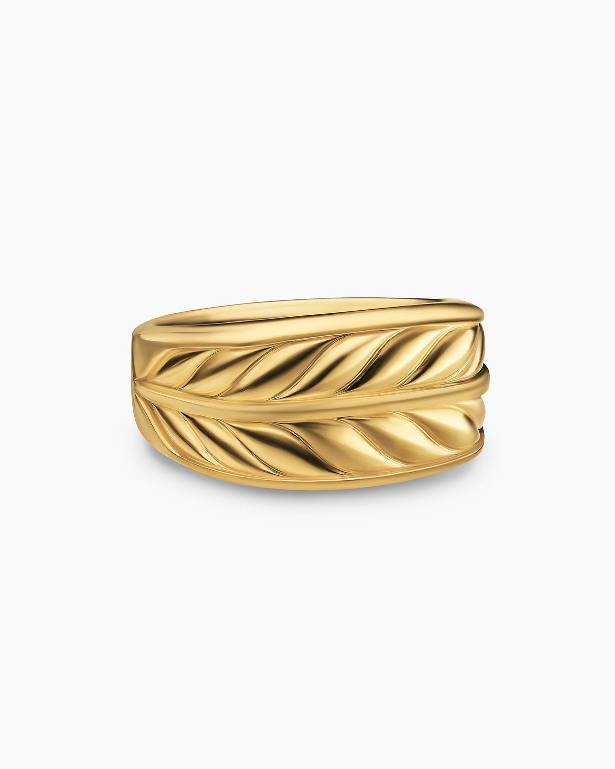 David Yurman Mens Chevron Three Sided Signet Ring in 18K Yellow Gold, 12.5mm David Yurman Men’s