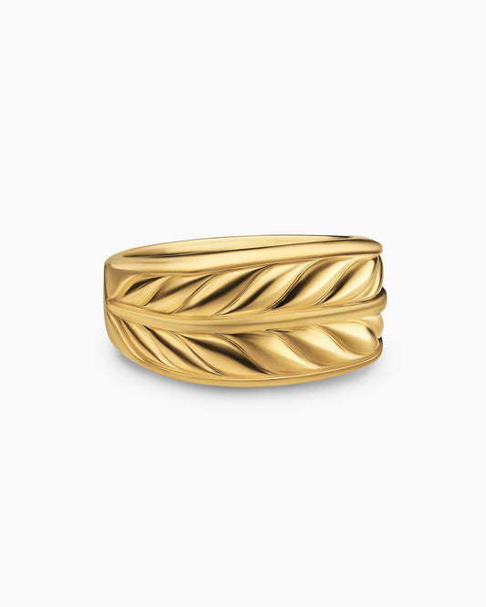David Yurman Mens Chevron Three Sided Signet Ring in 18K Yellow Gold, 12.5mm David Yurman Men’s