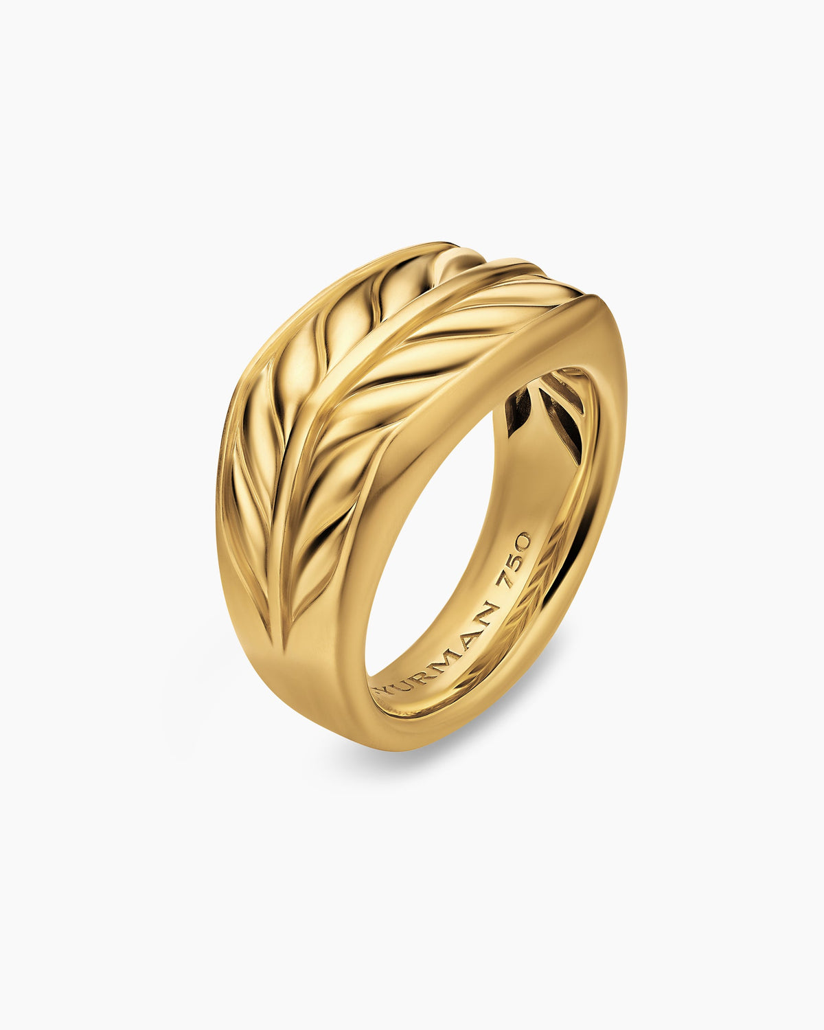 David Yurman Mens Chevron Three Sided Signet Ring in 18K Yellow Gold, 12.5mm David Yurman Men’s