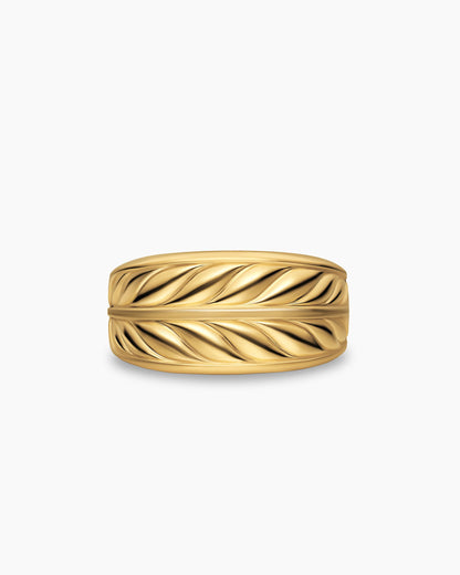 David Yurman Mens Chevron Three Sided Signet Ring in 18K Yellow Gold, 12.5mm David Yurman Men’s
