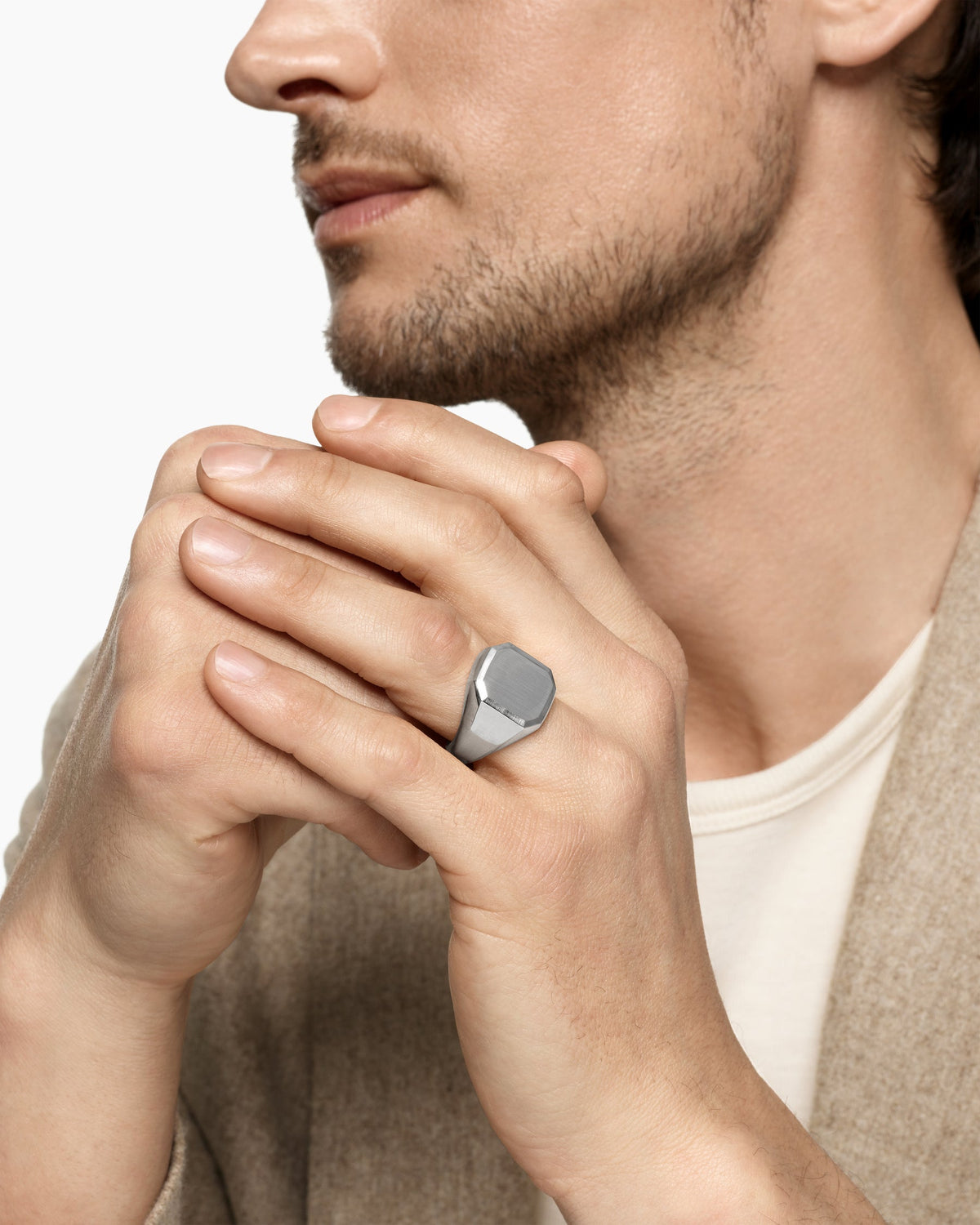 David Yurman Mens Streamline Signet Ring in Sterling Silver, 18mm David Yurman Men’s