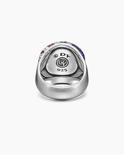 David Yurman Mens American Flag Pavé Skull Ring in Sterling Silver, 25.3mm David Yurman Men’s