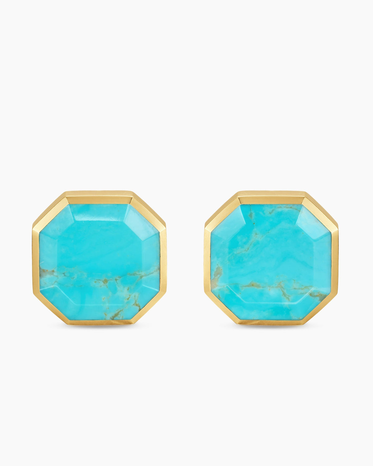 David Yurman Mens Streamline® Cufflinks in Sterling Silver with 14K Yellow Gold and Turquoise, 15mm David Yurman Men’s