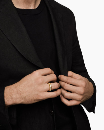 David Yurman Mens Beveled Band Ring in 18K Yellow Gold, 6mm David Yurman Wedding