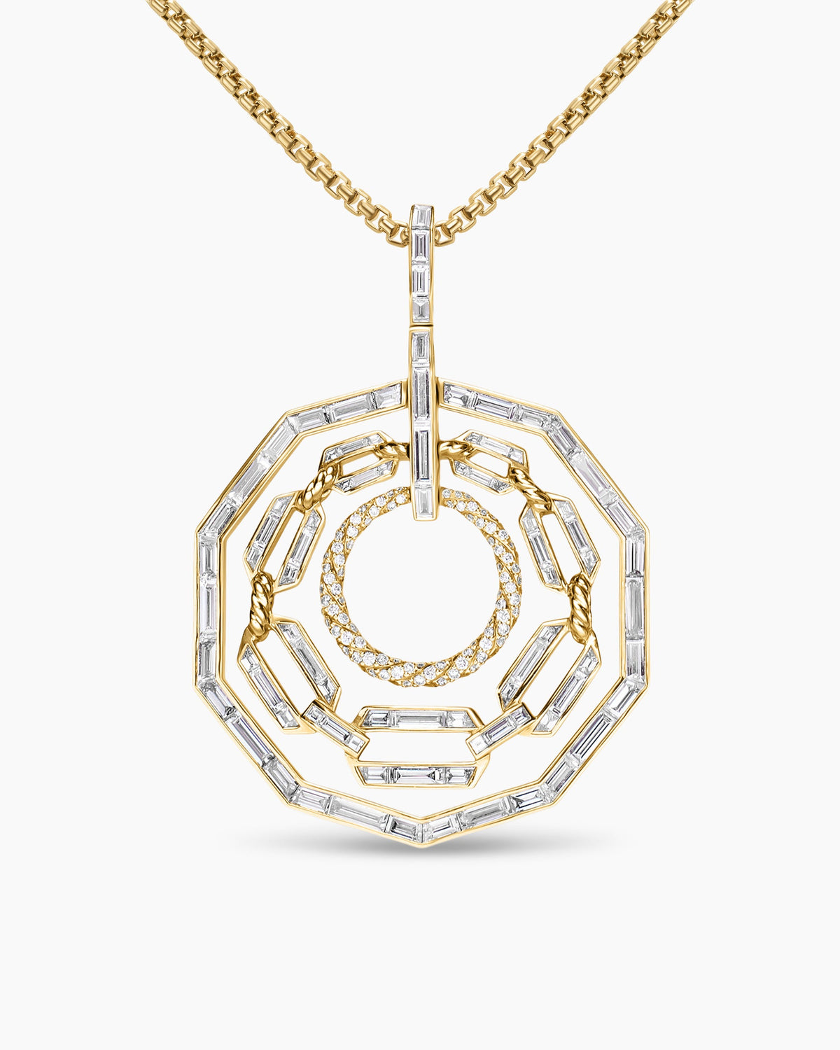 David Yurman Stax Round Pendant in Yellow Gold with Diamonds David Yurman High Jewelry