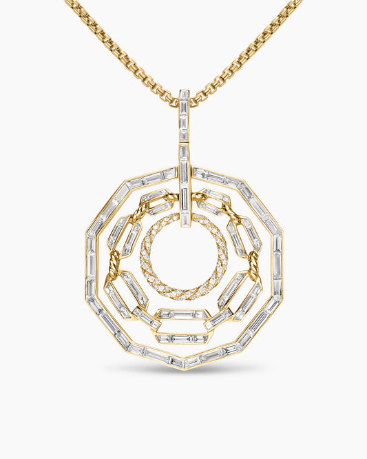 David Yurman Stax Round Pendant in Yellow Gold with Diamonds David Yurman High Jewelry