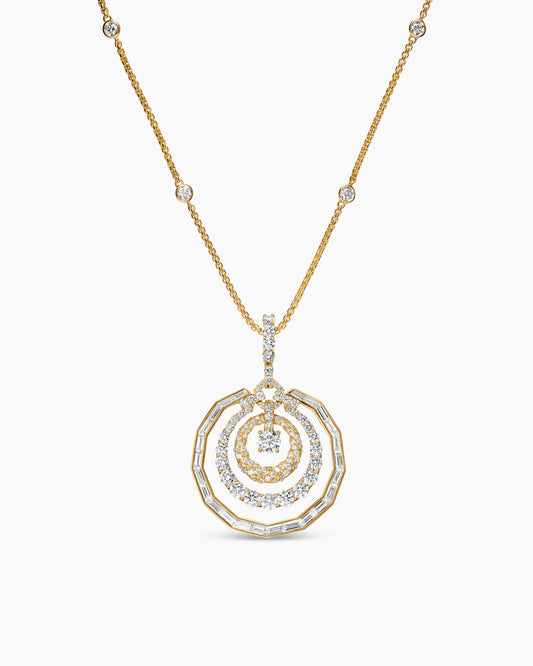 David Yurman Stax Round Pendant Necklace in Yellow Gold with Diamonds David Yurman High Jewelry