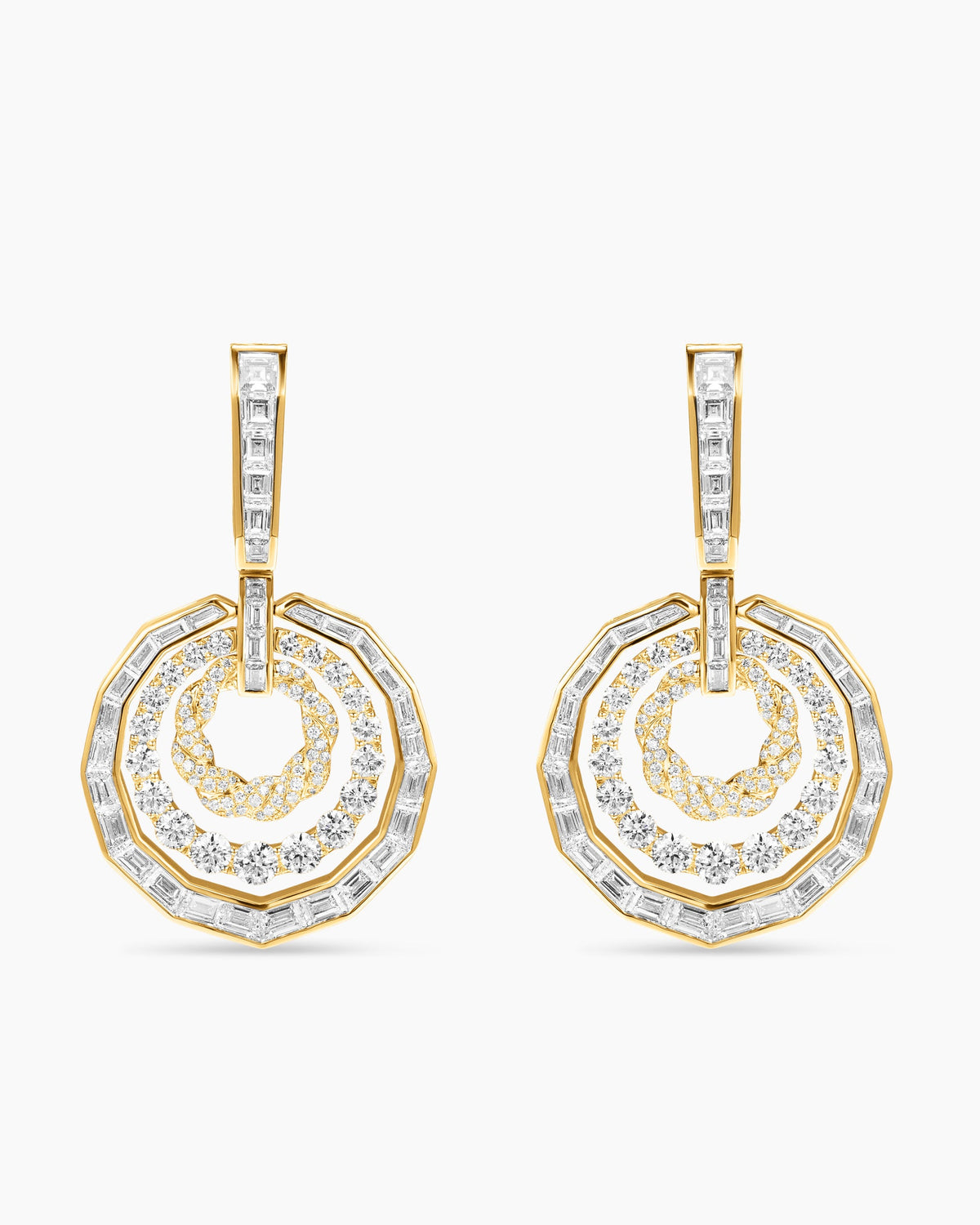 David Yurman Stax Drop Earrings in Yellow Gold with Diamonds David Yurman High Jewelry