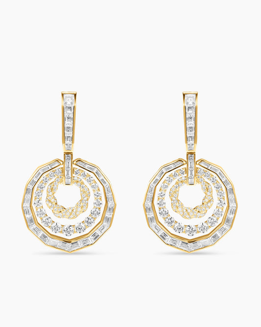 David Yurman Stax Drop Earrings in Yellow Gold with Diamonds David Yurman High Jewelry