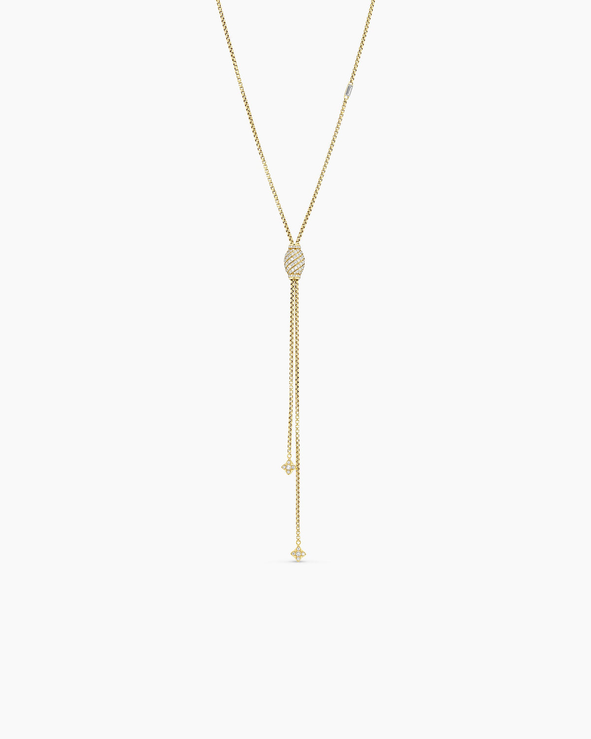David Yurman Pavé Chain Cable Slider Chain Necklace in Yellow Gold with Diamonds David Yurman High Jewelry