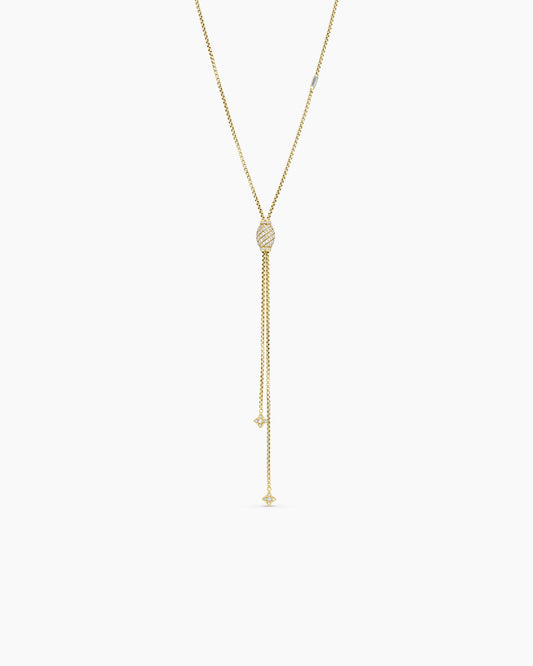 David Yurman Pavé Chain Cable Slider Chain Necklace in Yellow Gold with Diamonds David Yurman High Jewelry