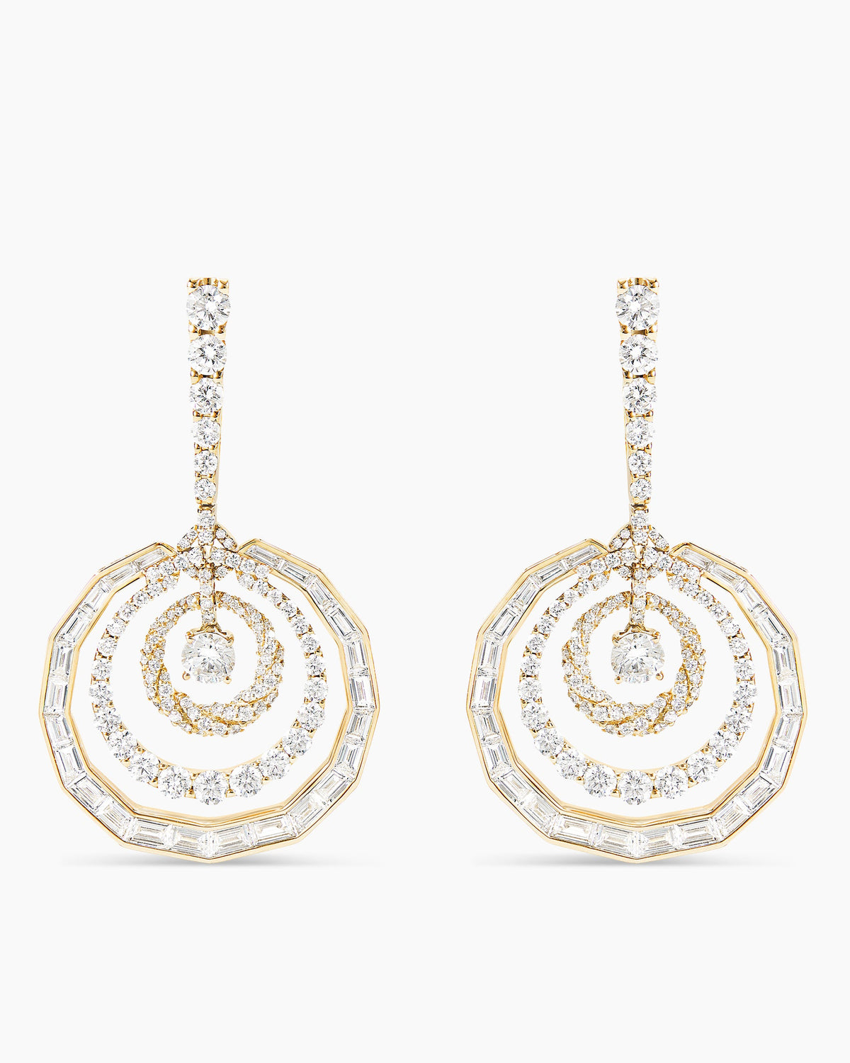 David Yurman Stax Dangle Earrings in Yellow Gold with Diamonds David Yurman High Jewelry