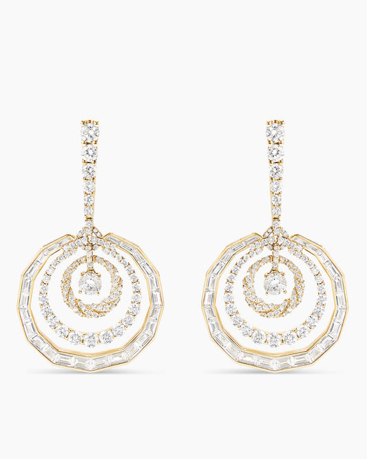 David Yurman Stax Dangle Earrings in Yellow Gold with Diamonds David Yurman High Jewelry
