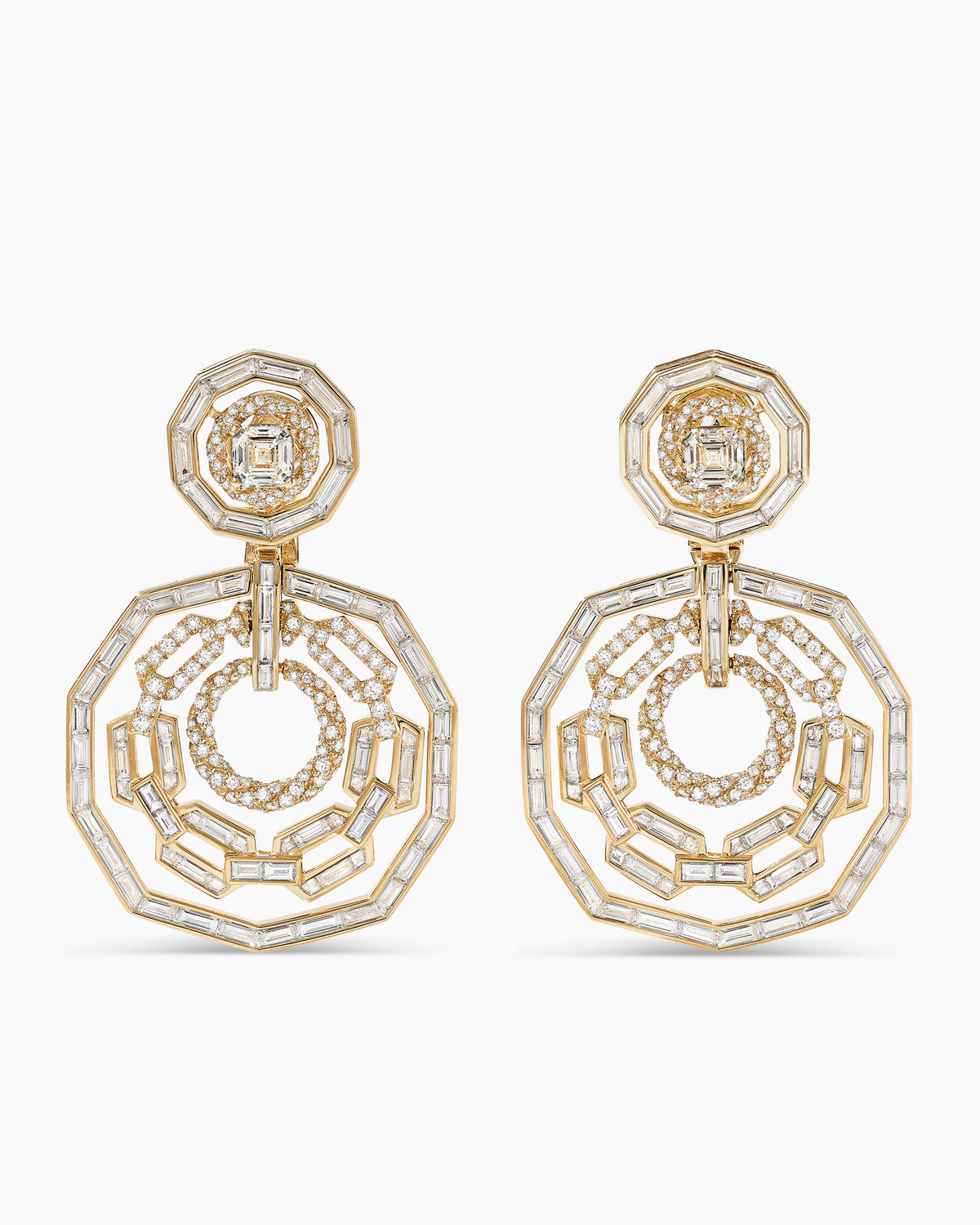 David Yurman Stax Convertible Drop Earrings in Yellow Gold with Diamonds David Yurman High Jewelry