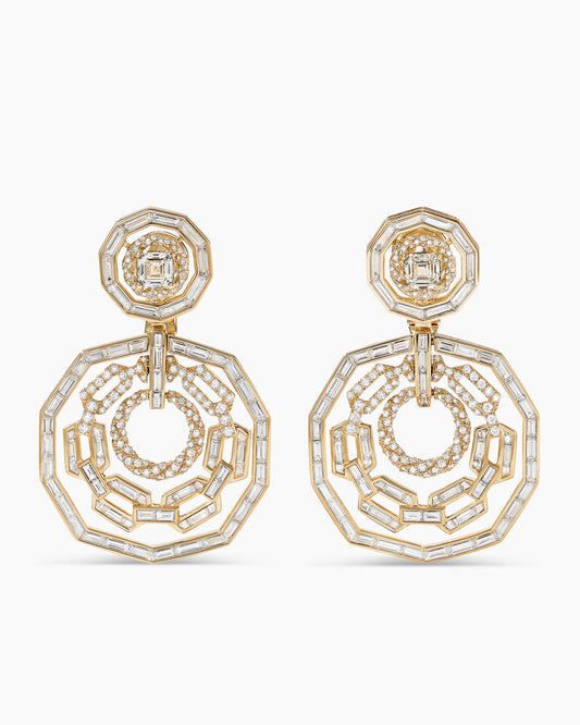 David Yurman Stax Convertible Drop Earrings in Yellow Gold with Diamonds David Yurman High Jewelry