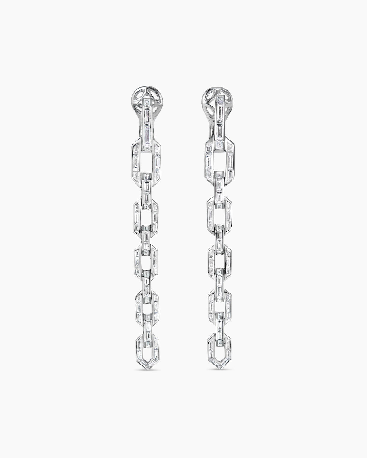David Yurman Deco Chain Link Drop Earrings in White Gold with Diamonds David Yurman High Jewelry