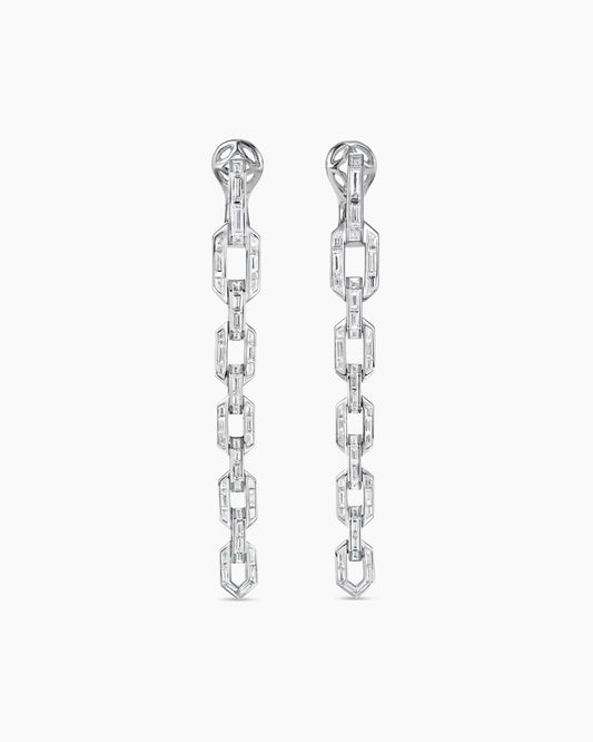 David Yurman Deco Chain Link Drop Earrings in White Gold with Diamonds David Yurman High Jewelry