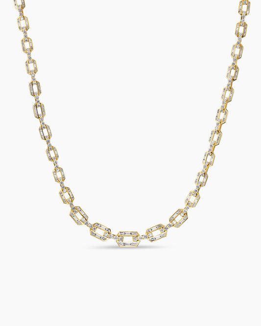 David Yurman Deco Graduated Chain Link Necklace in Yellow Gold with Diamonds David Yurman High Jewelry