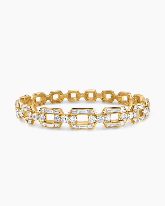 David Yurman Deco Chain Bangle Bracelet in Yellow Gold with Diamonds David Yurman High Jewelry