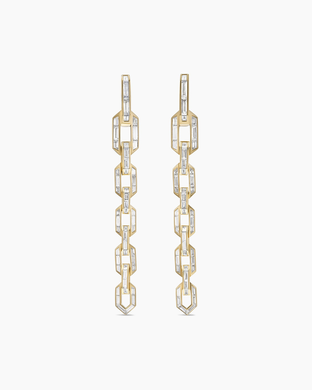 David Yurman Deco Chain Link Drop Earrings in Yellow Gold with Diamonds David Yurman High Jewelry